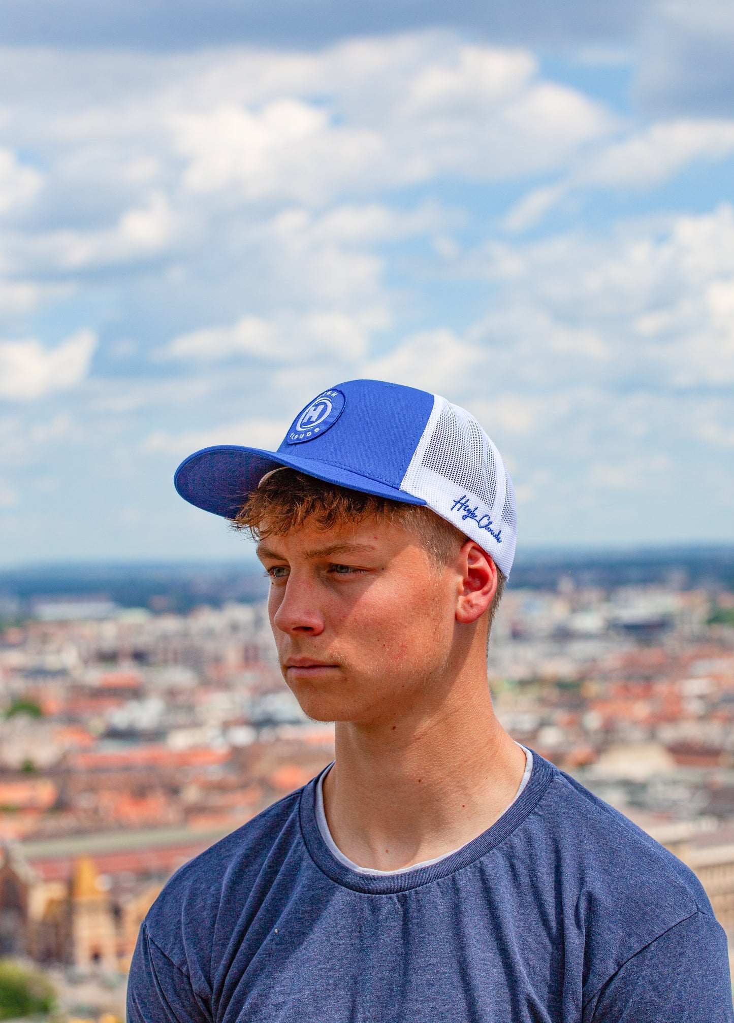 6 paneles Királykék/Fehér HighClouds baseball sapka